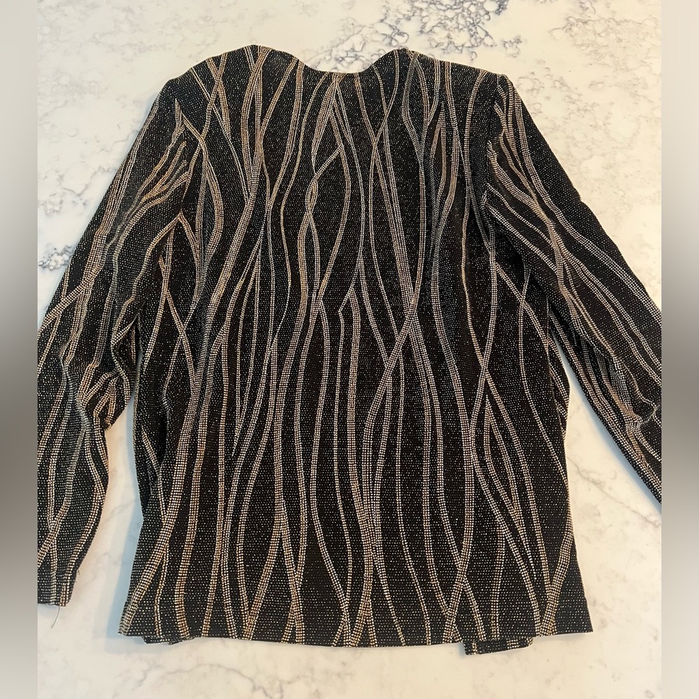 Vintage Joseph Ribkoff Blazer Cardigan Jacket Black/Gold Size US 12 EUC - Picture 2 of 8
